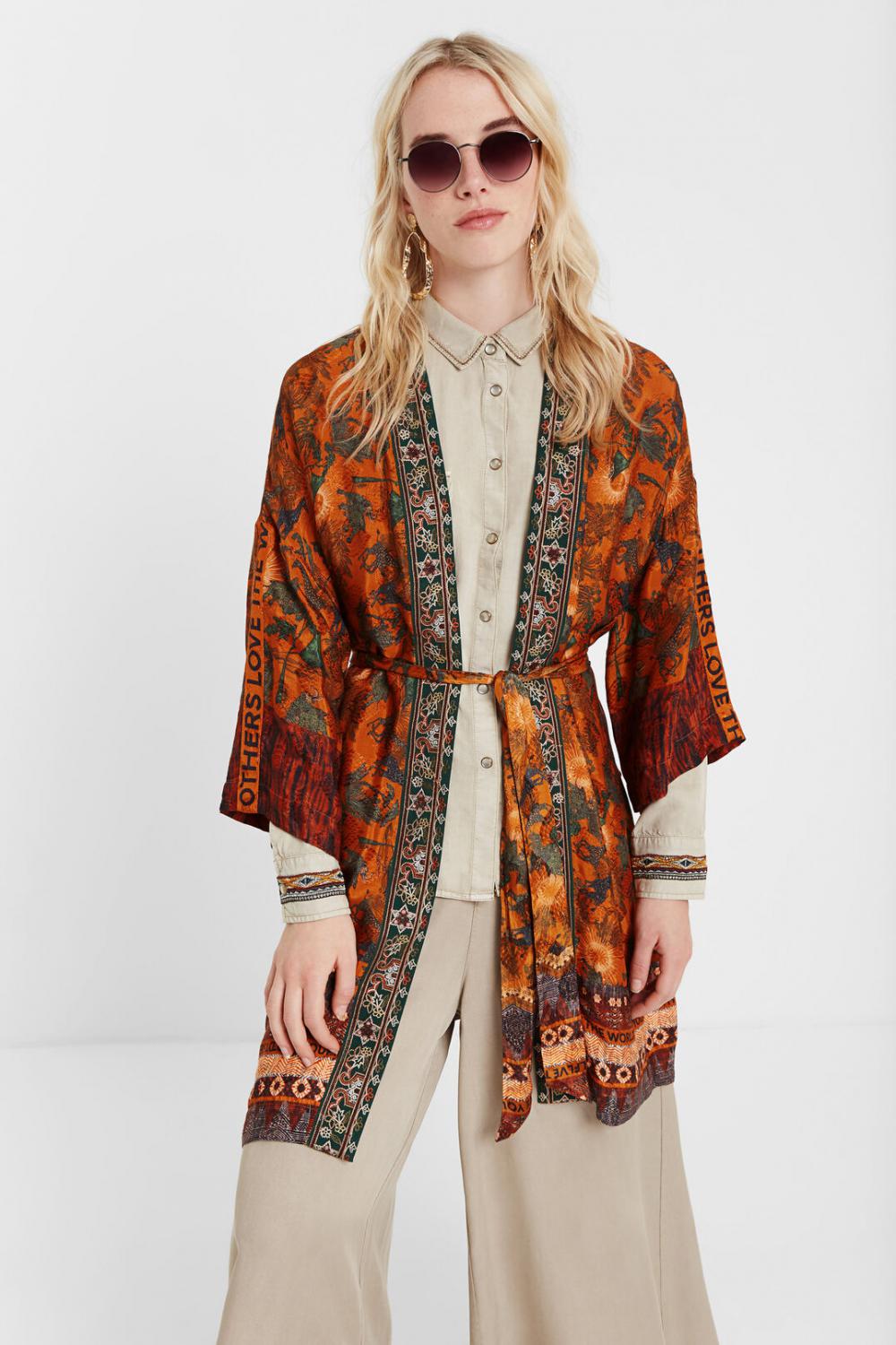 zak Offer evenwicht Womens Kimonos | Desigual Kimono African safari inspiration Brown *  Meditripindia